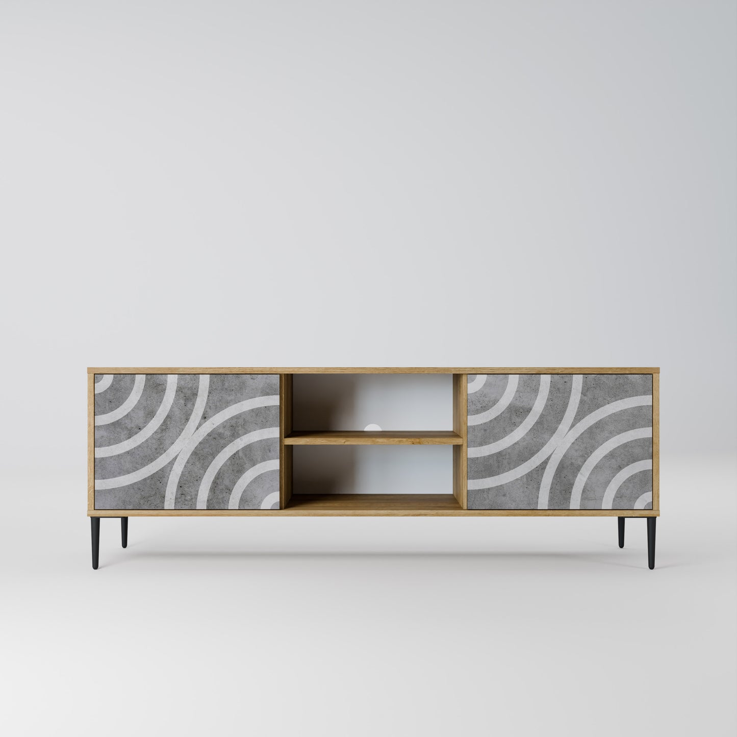 Mobile TV CIRCLE CONCRETE a 2 ante in effetto rovere