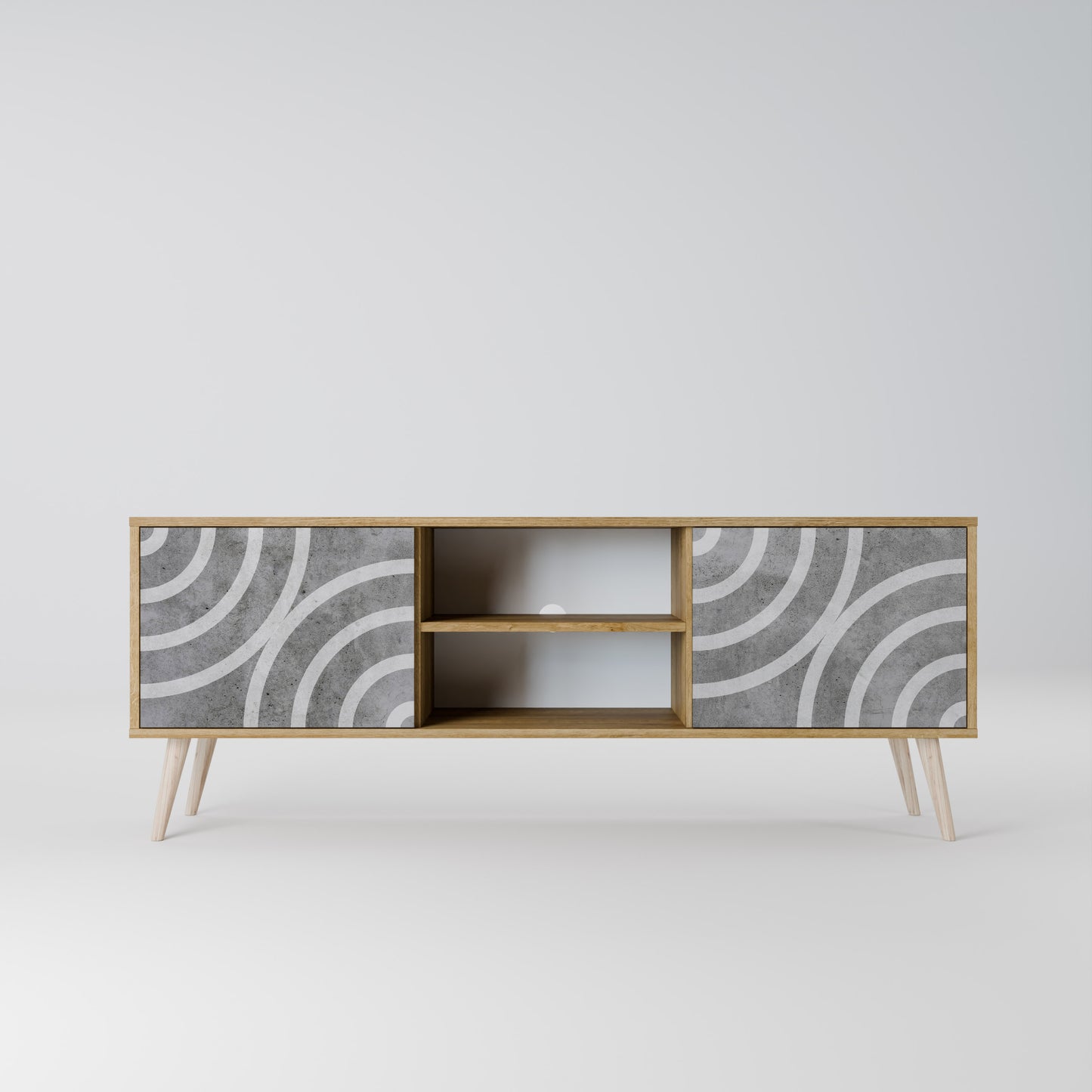 Mobile TV CIRCLE CONCRETE a 2 ante in effetto rovere