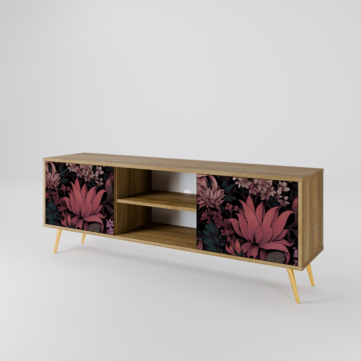 Mobile TV a 2 ante FLORAL WHISPER in effetto rovere