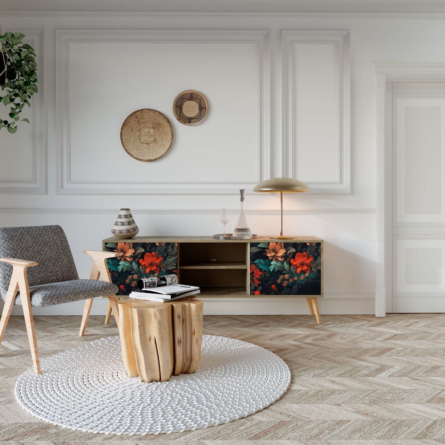 Mobile TV IMAGINARY BLOSSOM a 2 ante in effetto rovere