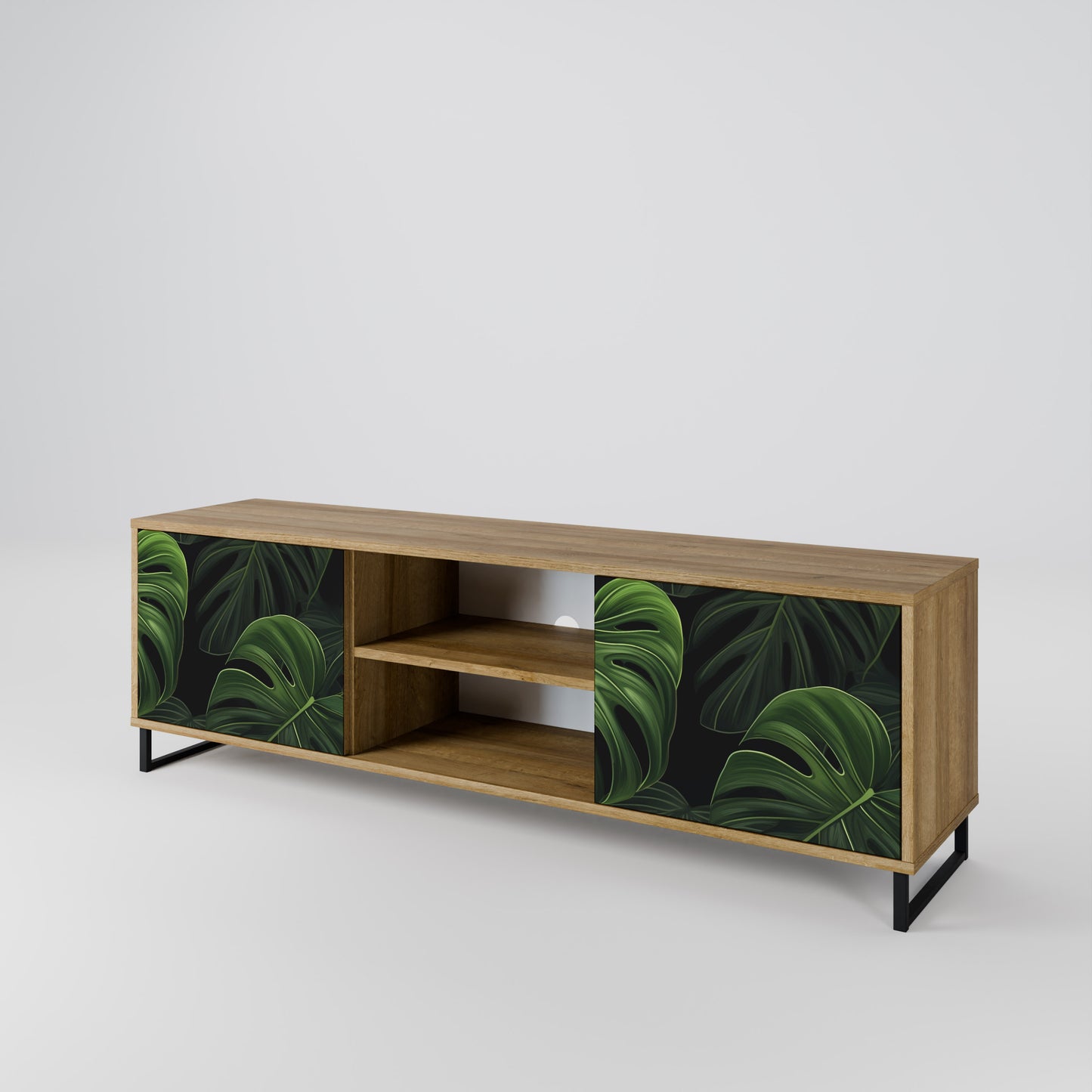 INFINITE MONSTERA 2-Door TV Stand in Oak Effect