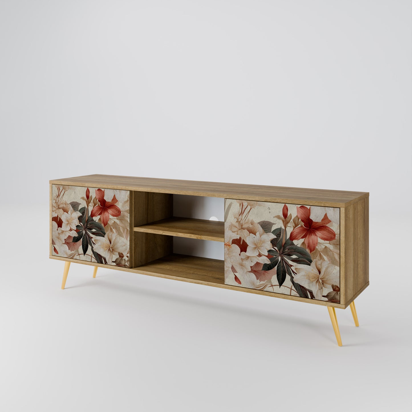 Mobile TV a 2 ante PETAL HARMONY in effetto rovere
