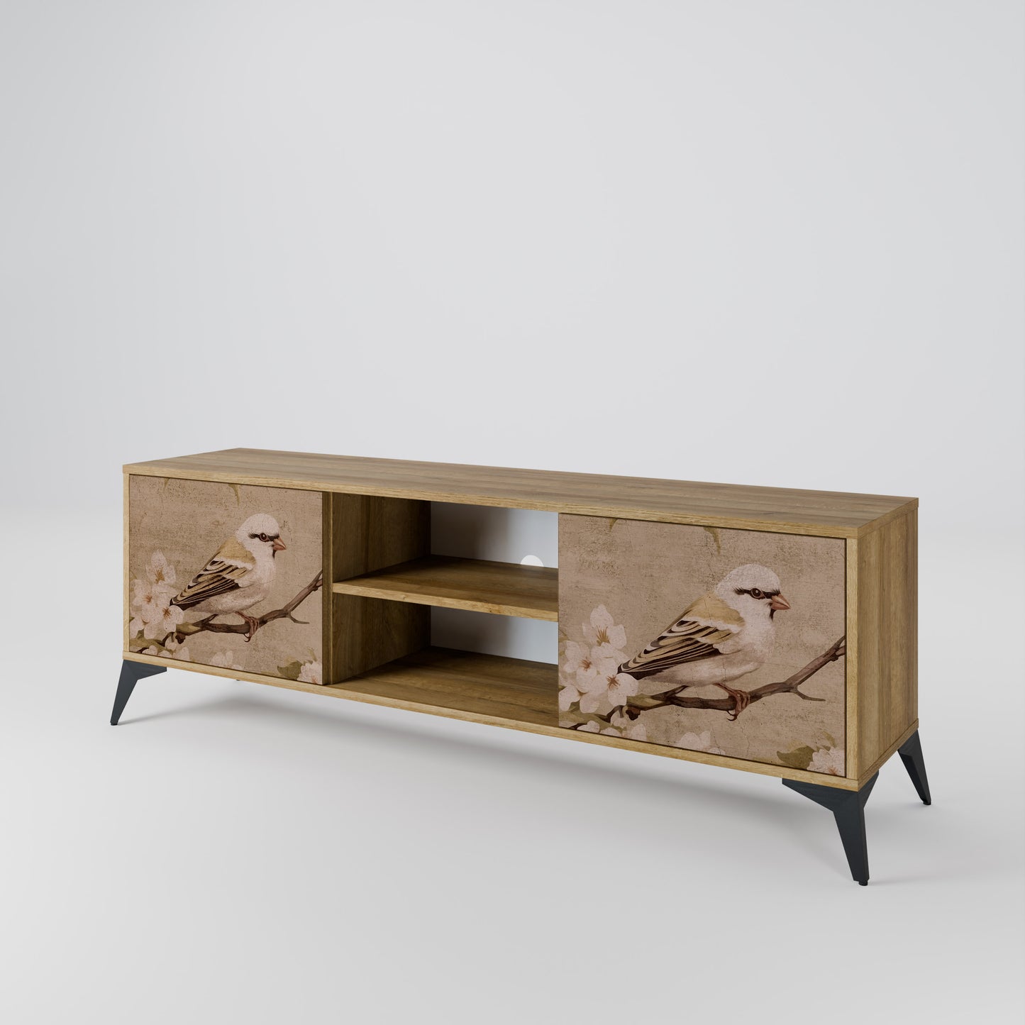 Porta TV PETAL DISTINGUISH a 2 ante in effetto rovere