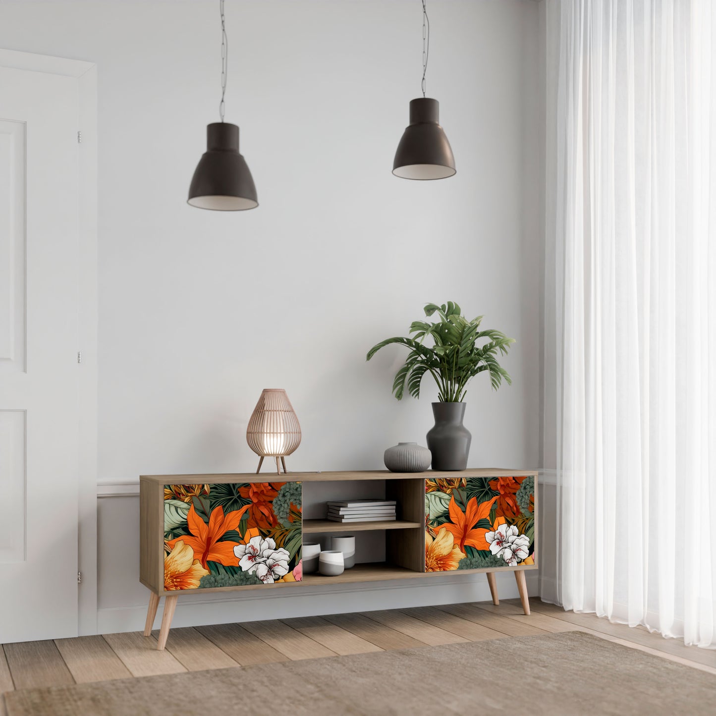Mobile TV RADIANT FLORA a 2 ante in effetto rovere