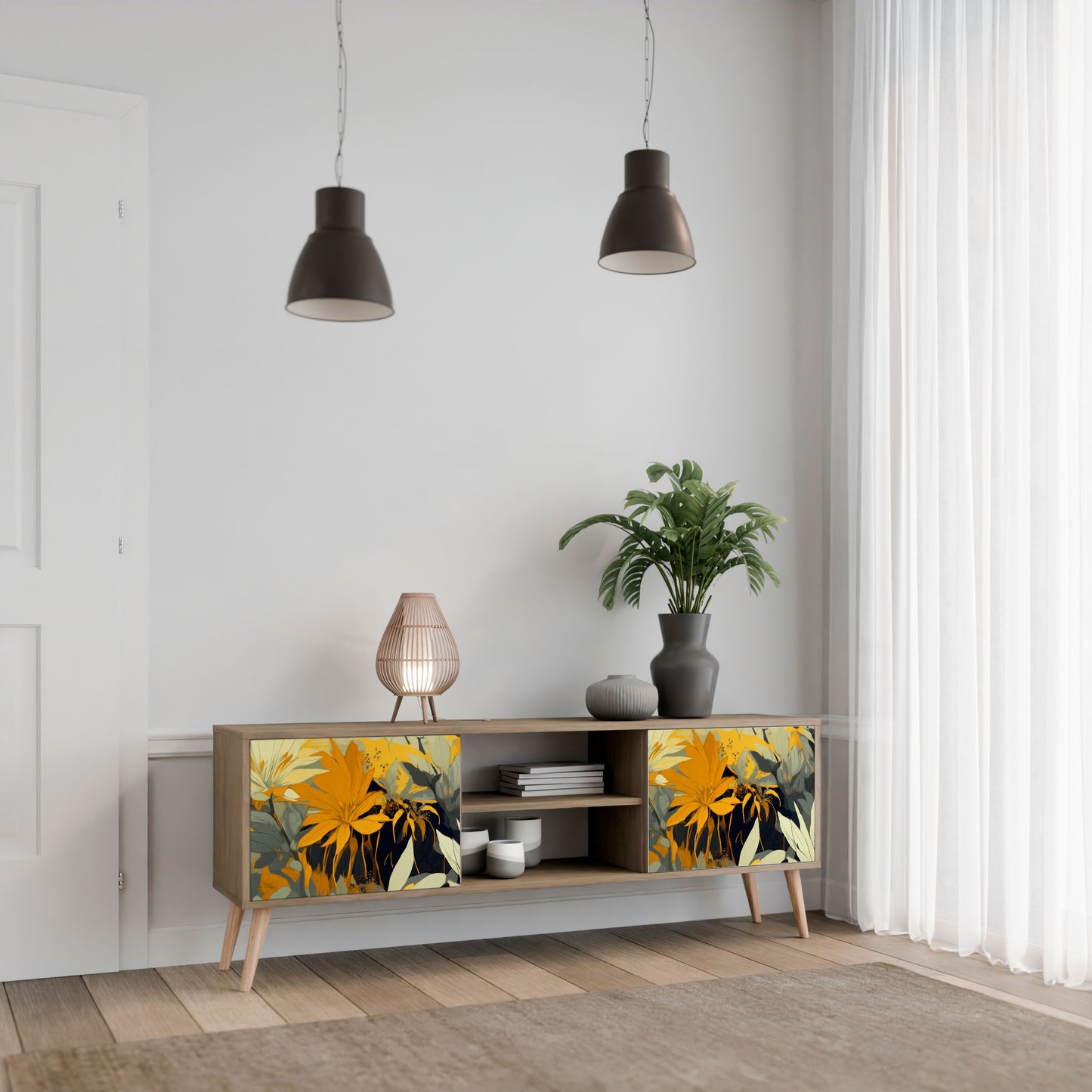 Mobile TV a 2 ante SUNKISSED LILY in effetto rovere