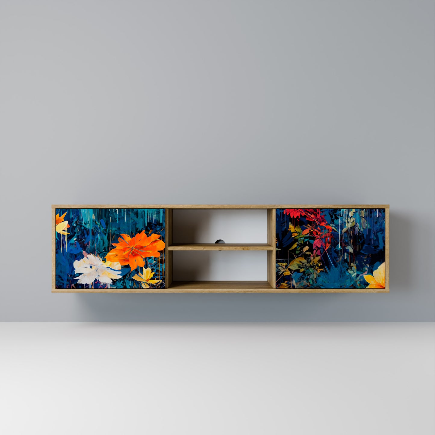 Mobile TV a 2 ante MIDNIGHT BLOSSOM in effetto rovere