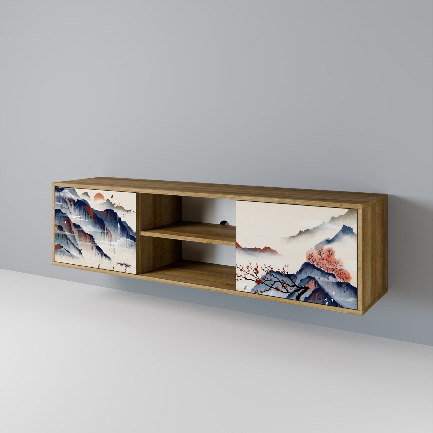 Mobile TV a 2 ante JAPANESE LANDSCAPE in effetto rovere