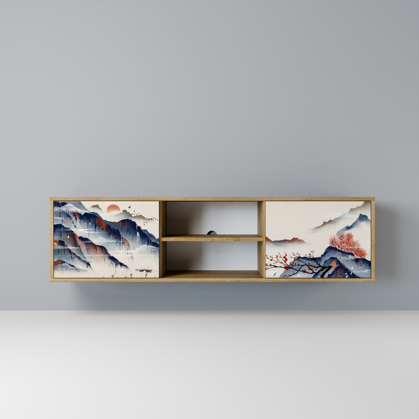Mobile TV a 2 ante JAPANESE LANDSCAPE in effetto rovere