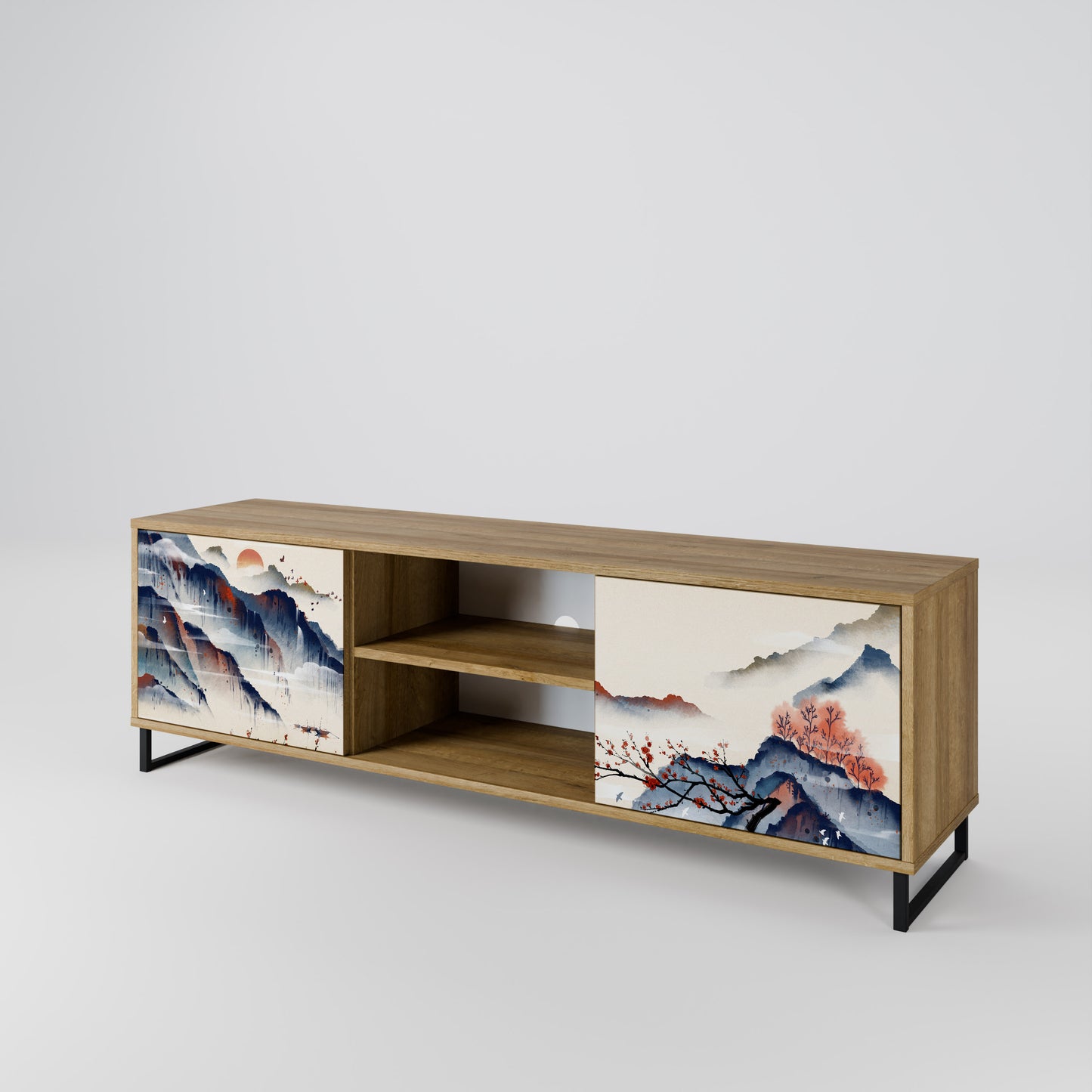Mobile TV a 2 ante JAPANESE LANDSCAPE in effetto rovere