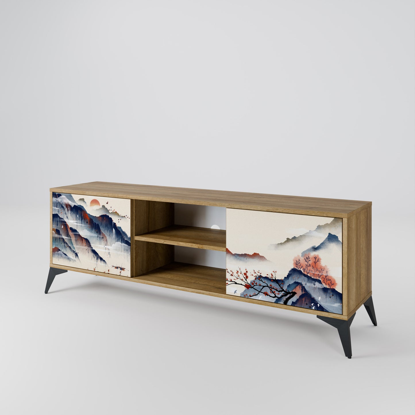 Mobile TV a 2 ante JAPANESE LANDSCAPE in effetto rovere