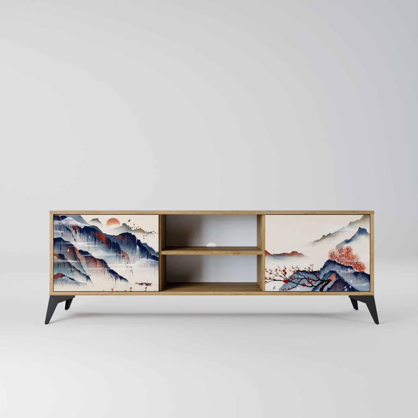 Mobile TV a 2 ante JAPANESE LANDSCAPE in effetto rovere