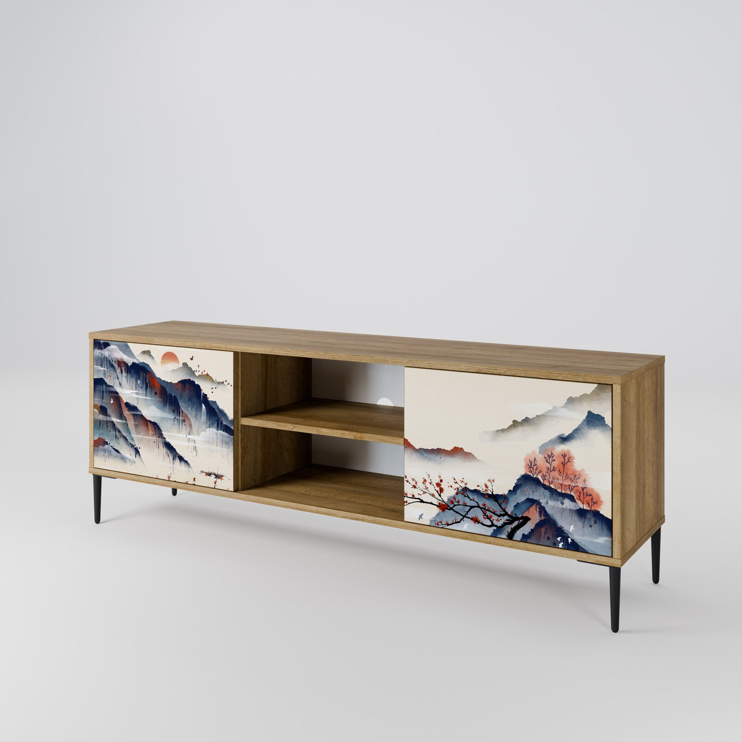 Mobile TV a 2 ante JAPANESE LANDSCAPE in effetto rovere