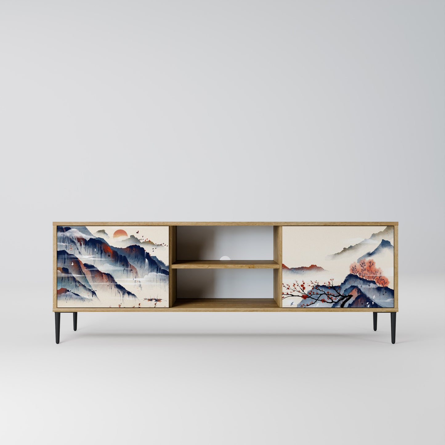 Mobile TV a 2 ante JAPANESE LANDSCAPE in effetto rovere