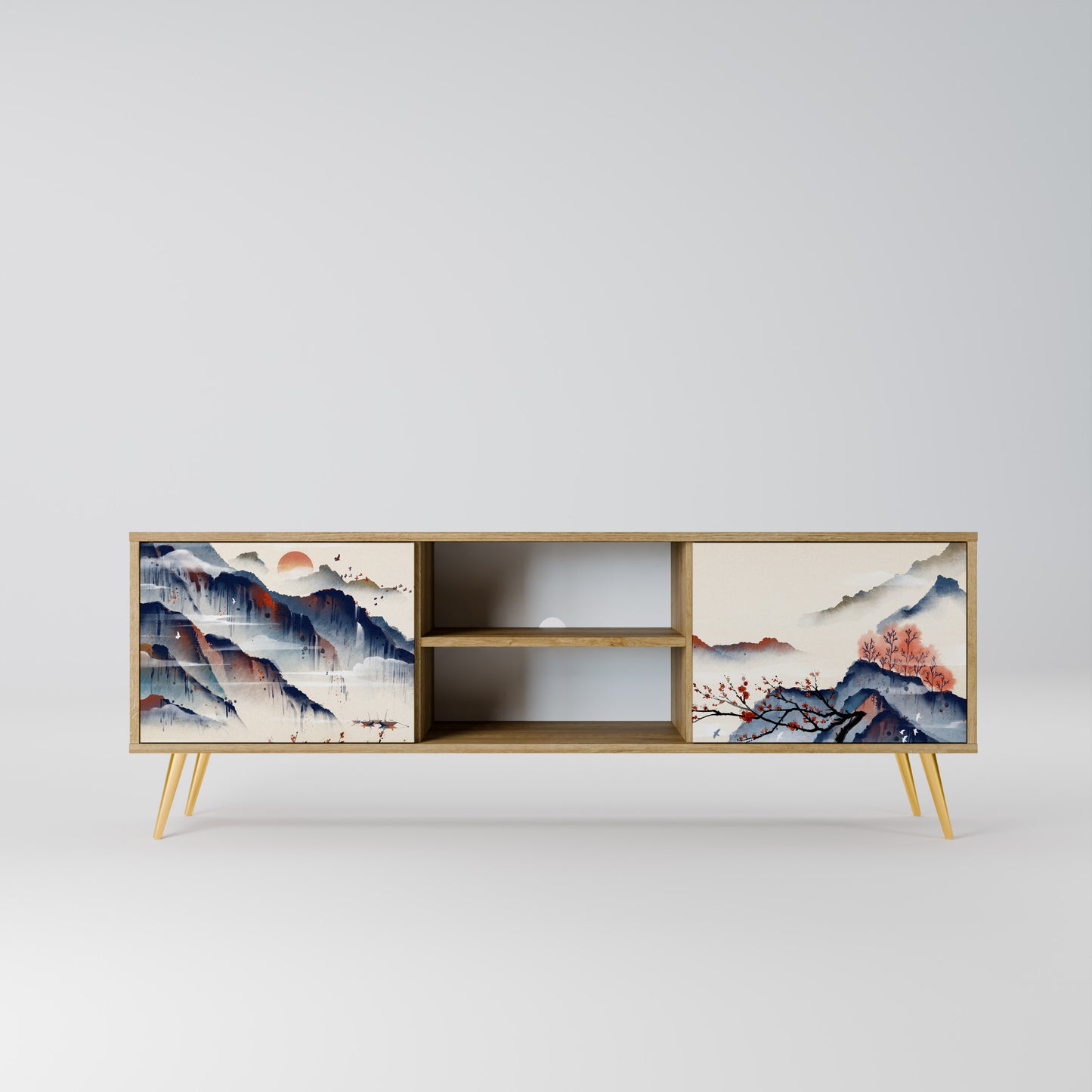 Mobile TV a 2 ante JAPANESE LANDSCAPE in effetto rovere