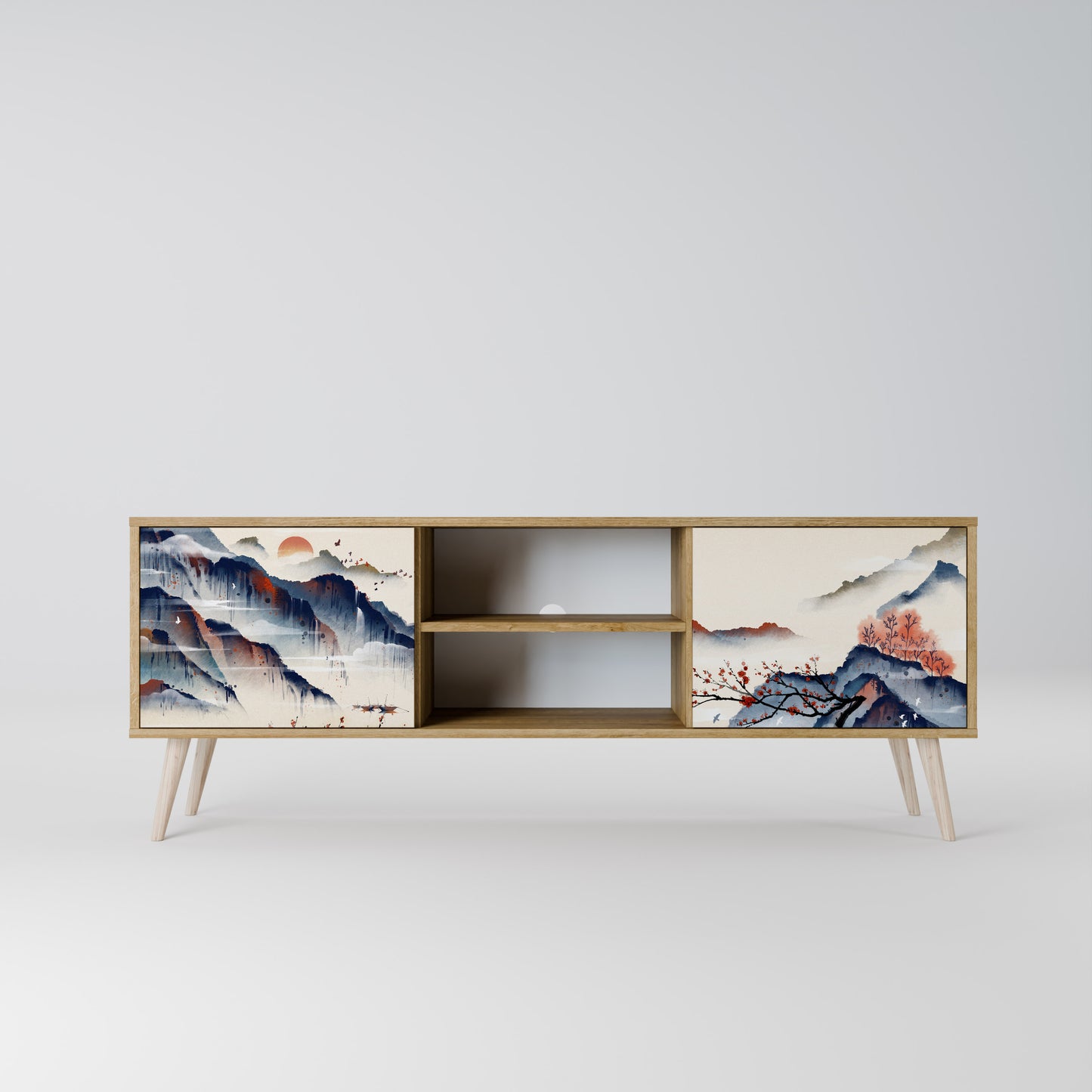 Mobile TV a 2 ante JAPANESE LANDSCAPE in effetto rovere