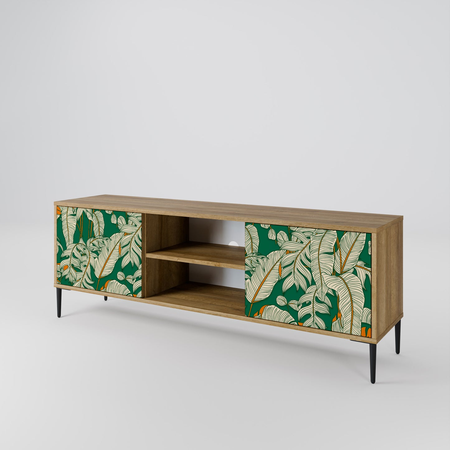 VERDANT PLEASURES 2-Door TV Stand in Oak Effect
