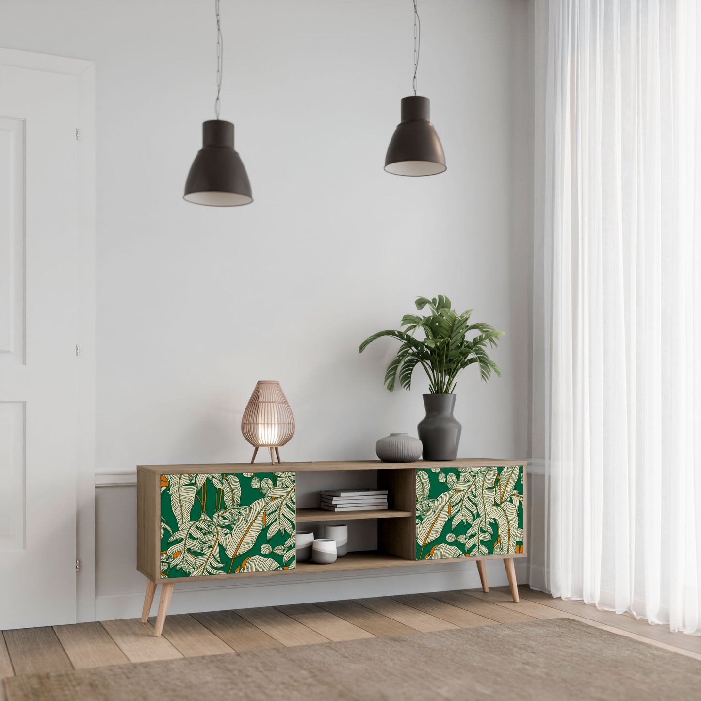 VERDANT PLEASURES 2-Door TV Stand in Oak Effect