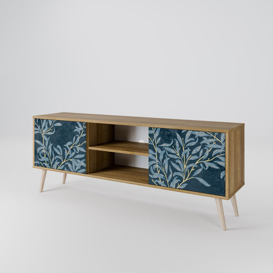 BLUE LEAVES 2-Door TV Stand in Oak Effect