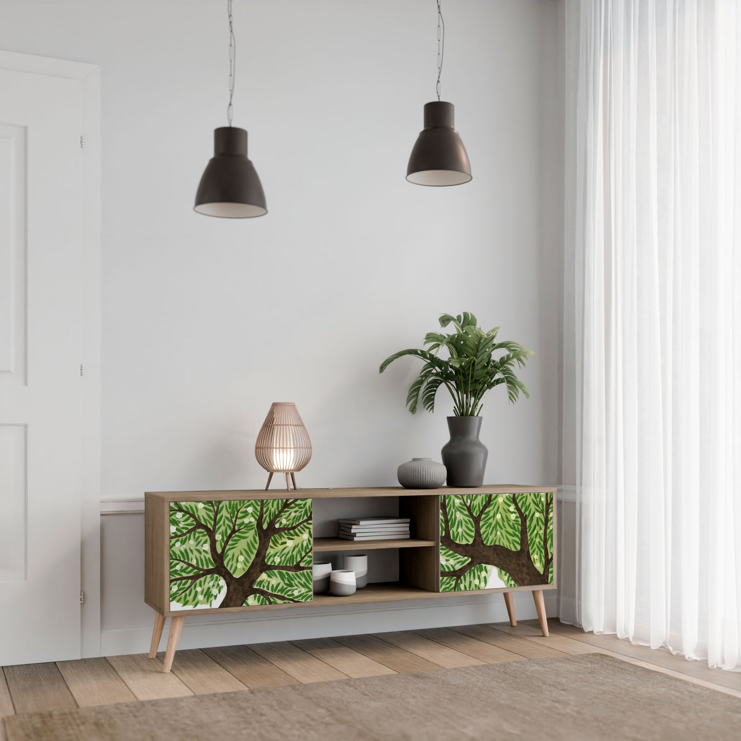 WILDERNESS DASH 2-Door TV Stand in Oak Effect