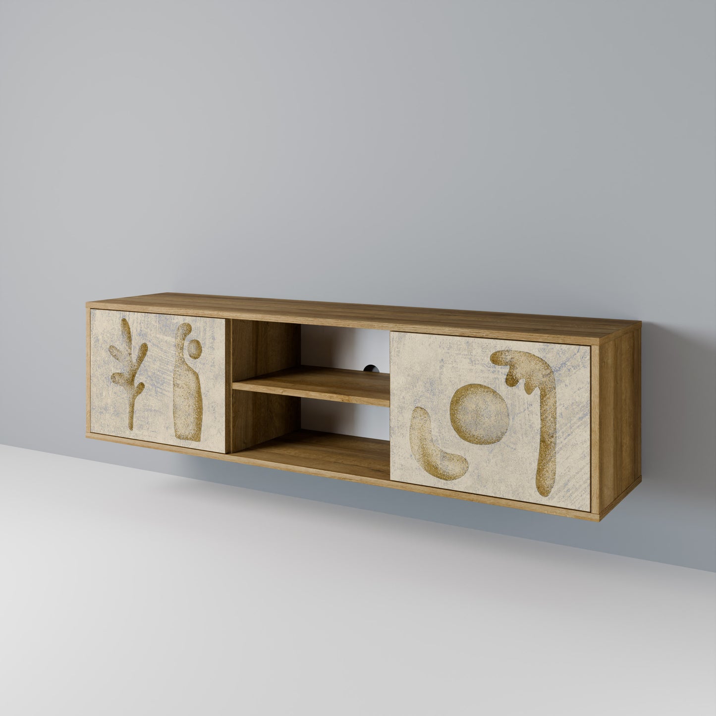 Mobile TV a 2 ante SAND SCULPTURES in effetto rovere