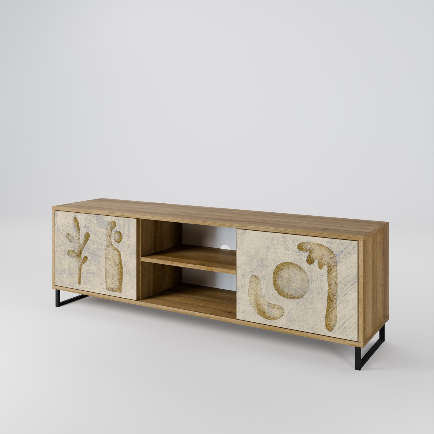 Mobile TV a 2 ante SAND SCULPTURES in effetto rovere