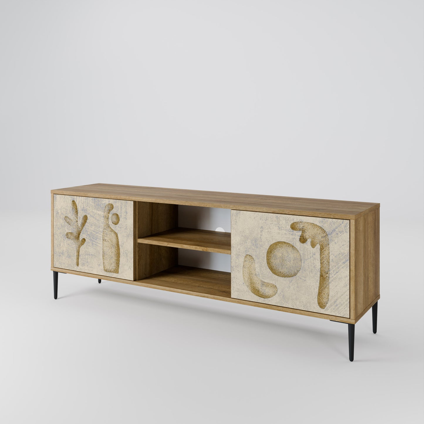 Mobile TV a 2 ante SAND SCULPTURES in effetto rovere