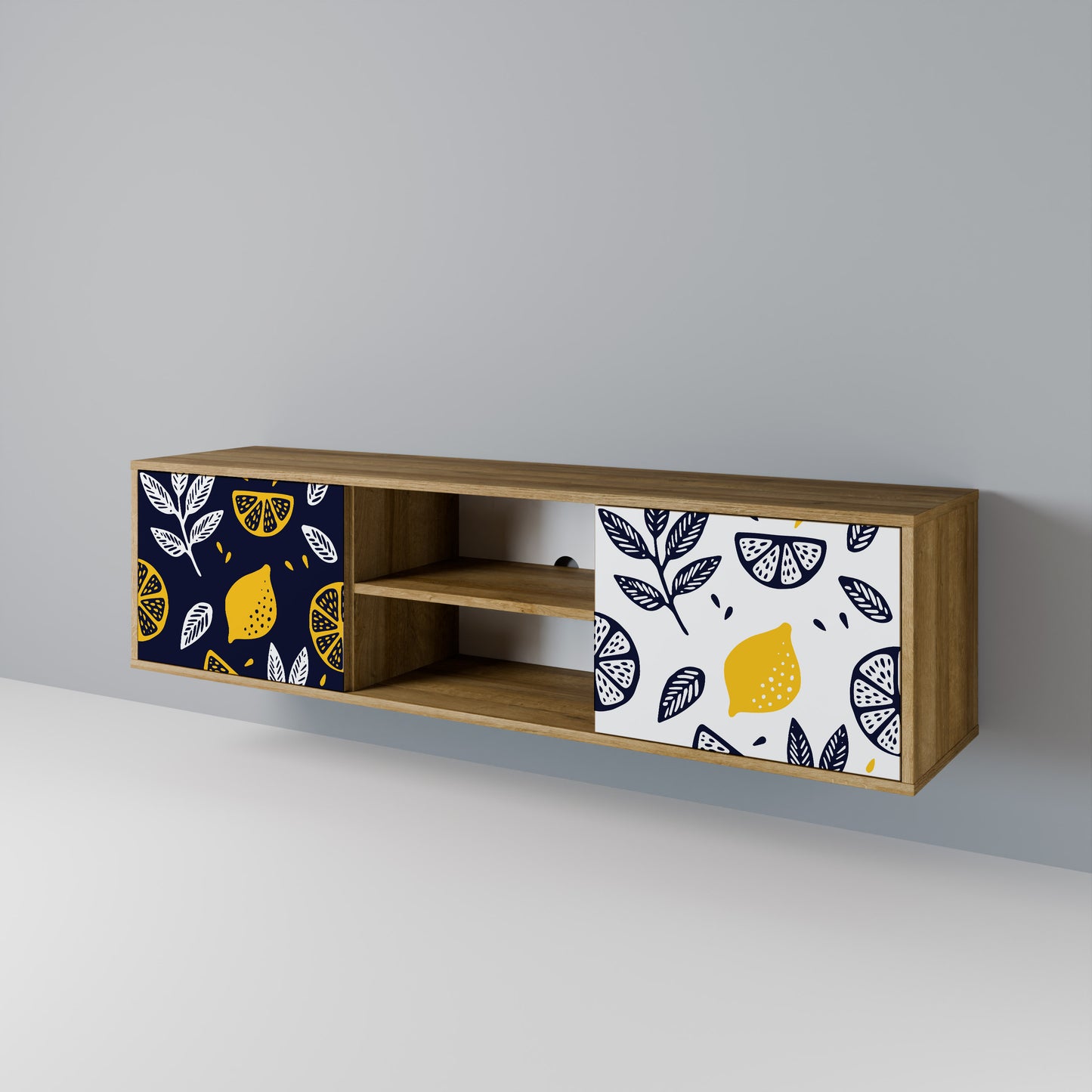 Mobile TV a 2 ante CITRUS BLACK AND WHITE in effetto rovere