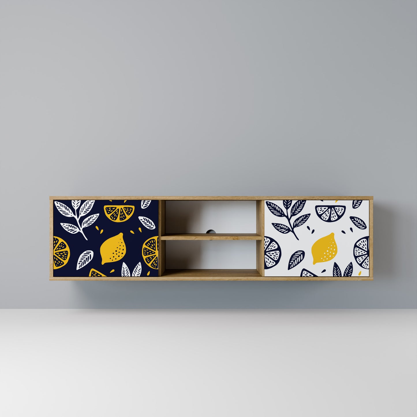 Mobile TV a 2 ante CITRUS BLACK AND WHITE in effetto rovere
