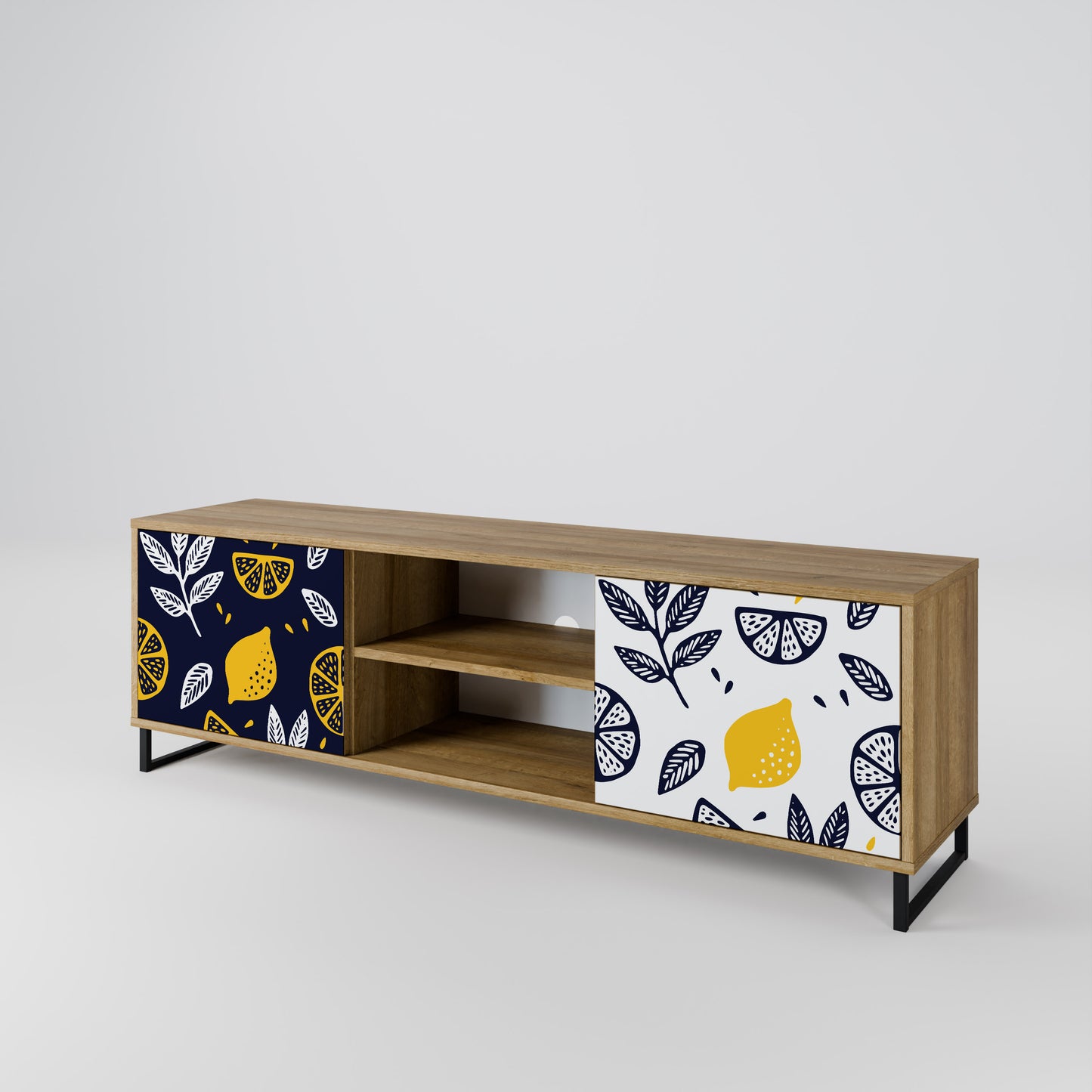 Mobile TV a 2 ante CITRUS BLACK AND WHITE in effetto rovere