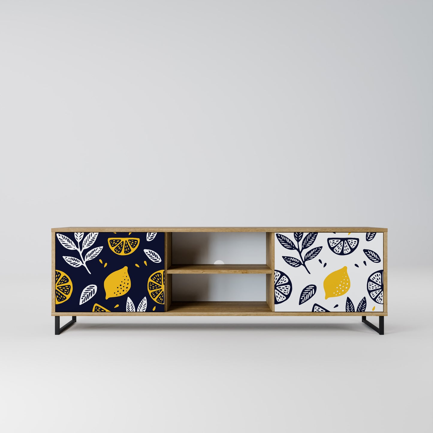 Mobile TV a 2 ante CITRUS BLACK AND WHITE in effetto rovere