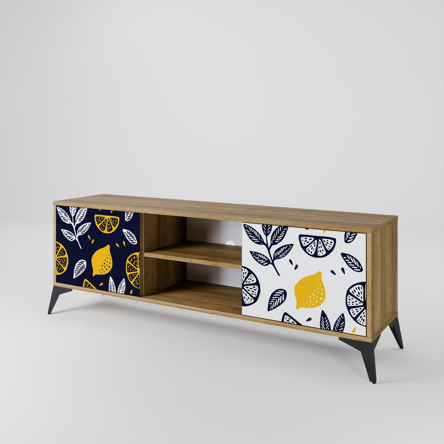 Mobile TV a 2 ante CITRUS BLACK AND WHITE in effetto rovere