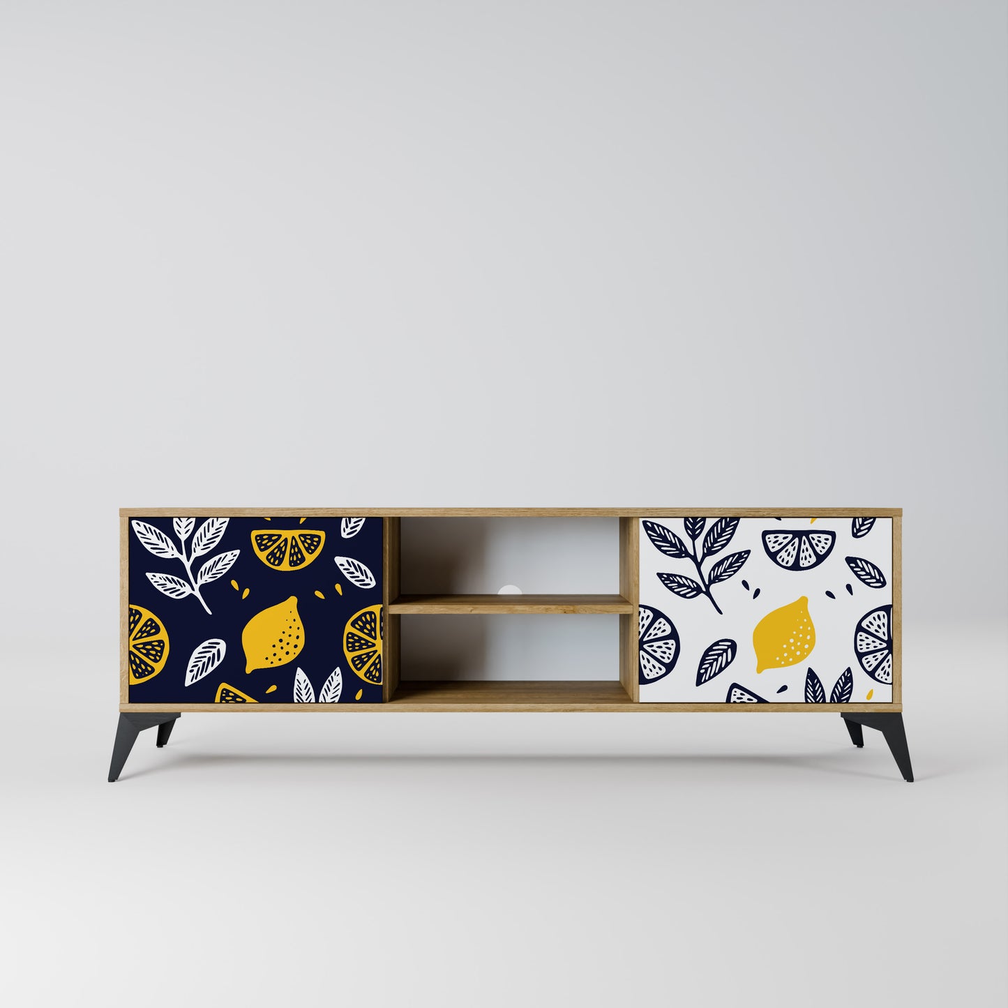 Mobile TV a 2 ante CITRUS BLACK AND WHITE in effetto rovere