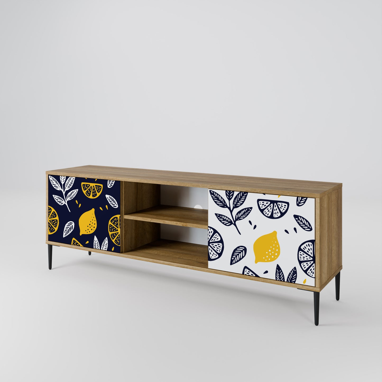 Mobile TV a 2 ante CITRUS BLACK AND WHITE in effetto rovere