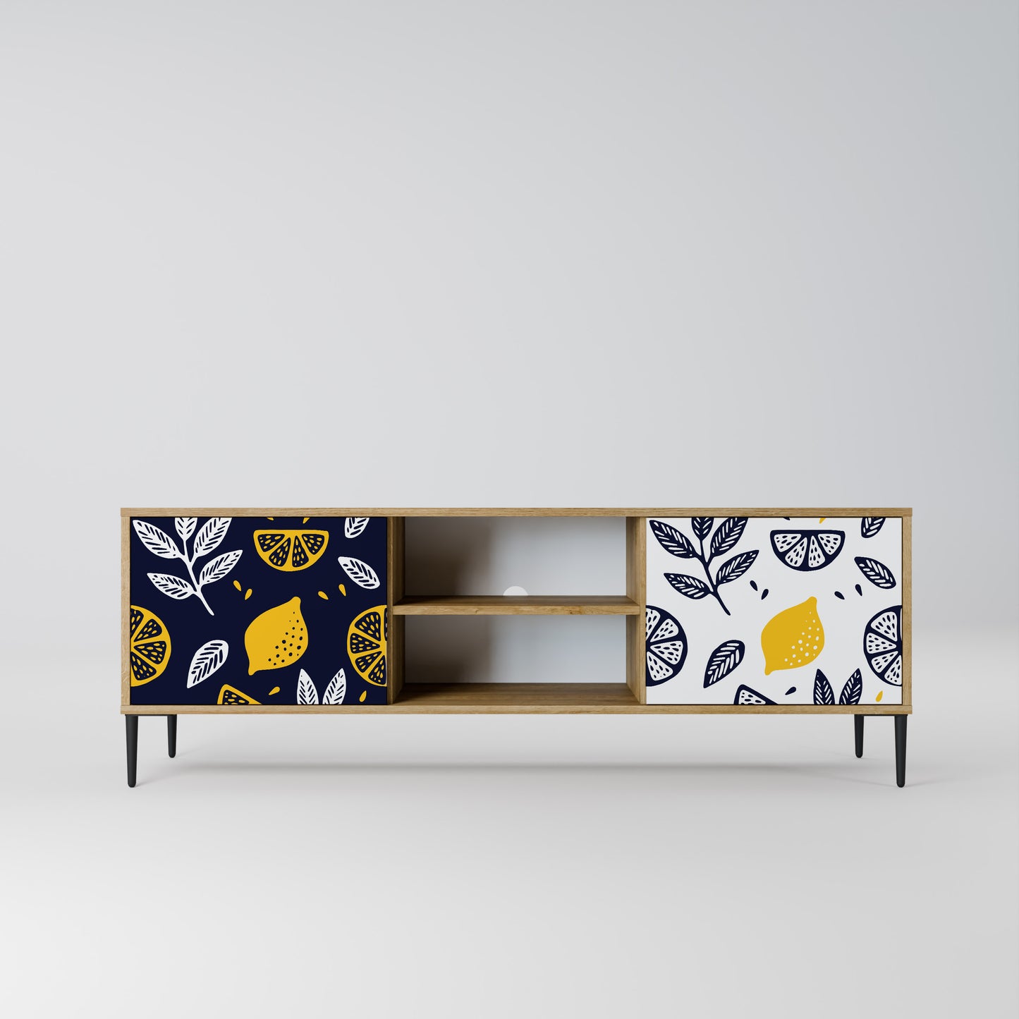 Mobile TV a 2 ante CITRUS BLACK AND WHITE in effetto rovere