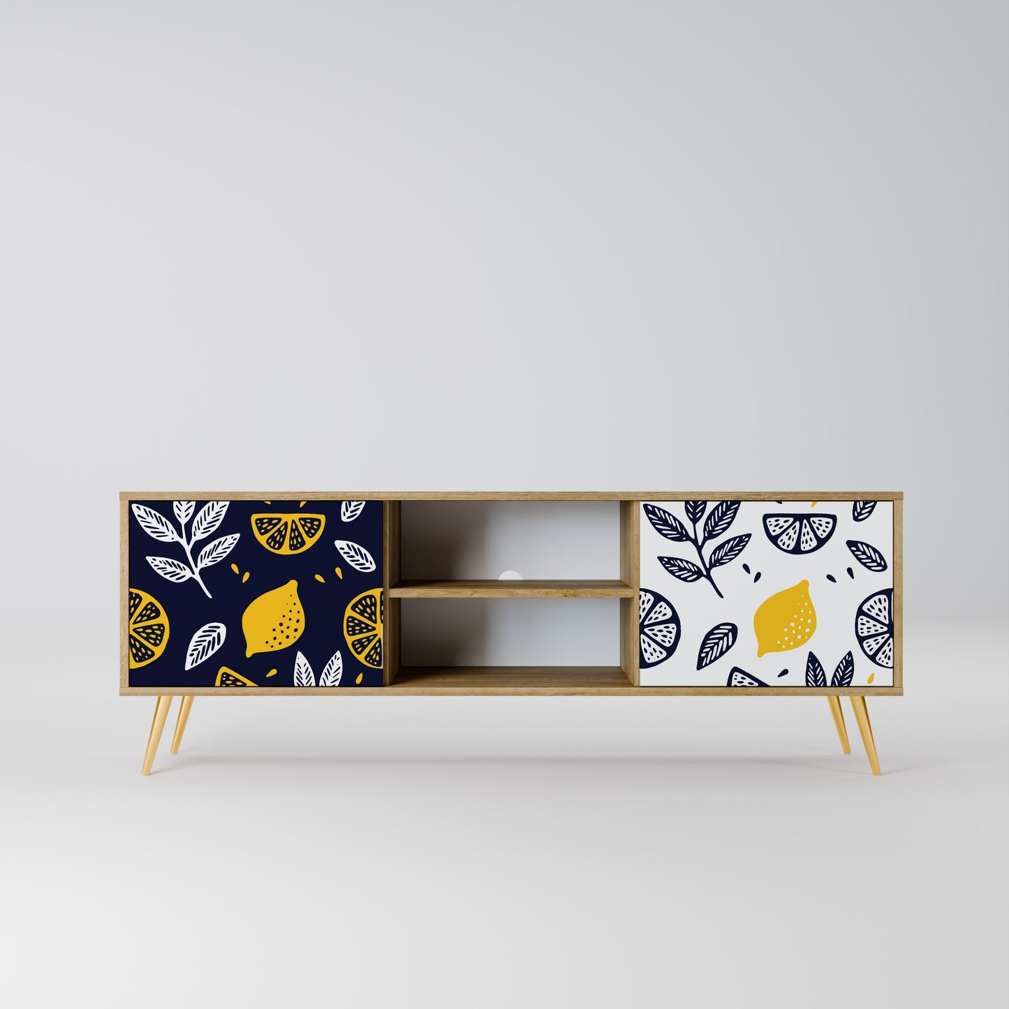 Mobile TV a 2 ante CITRUS BLACK AND WHITE in effetto rovere