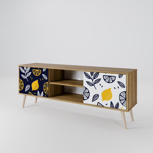 CITRUS BLACK AND WHITE 2-Door TV Stand in Oak Effect