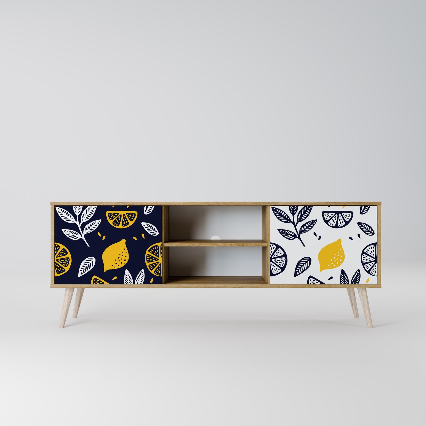 Mobile TV a 2 ante CITRUS BLACK AND WHITE in effetto rovere