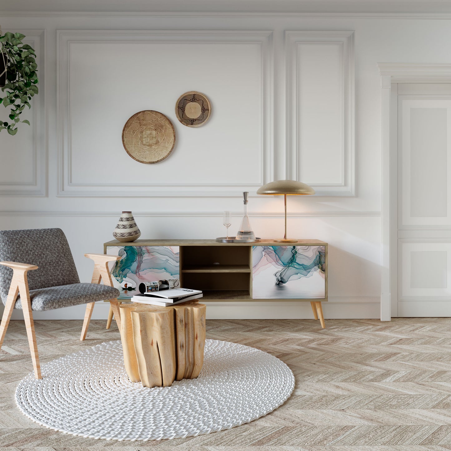 Mobile TV VELVET CROSSING a 2 ante effetto rovere