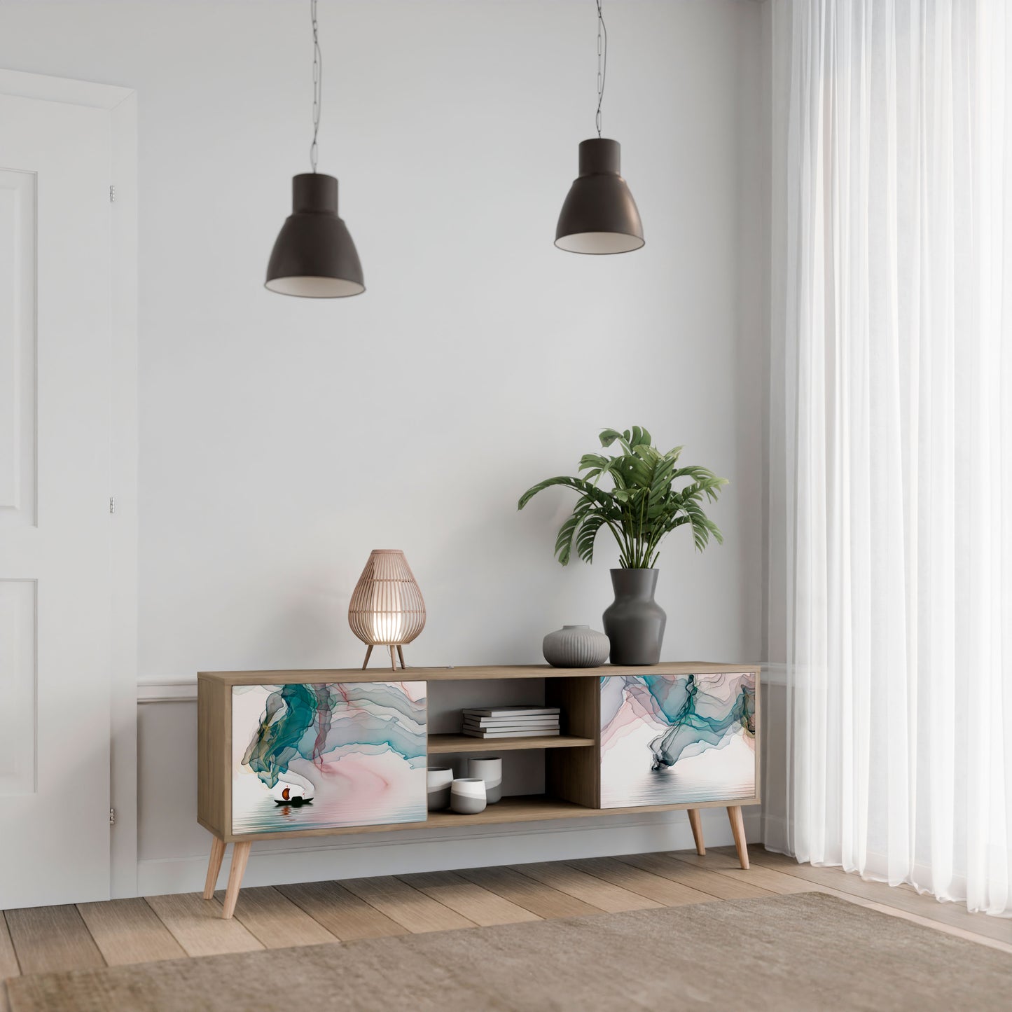 Mobile TV VELVET CROSSING a 2 ante effetto rovere