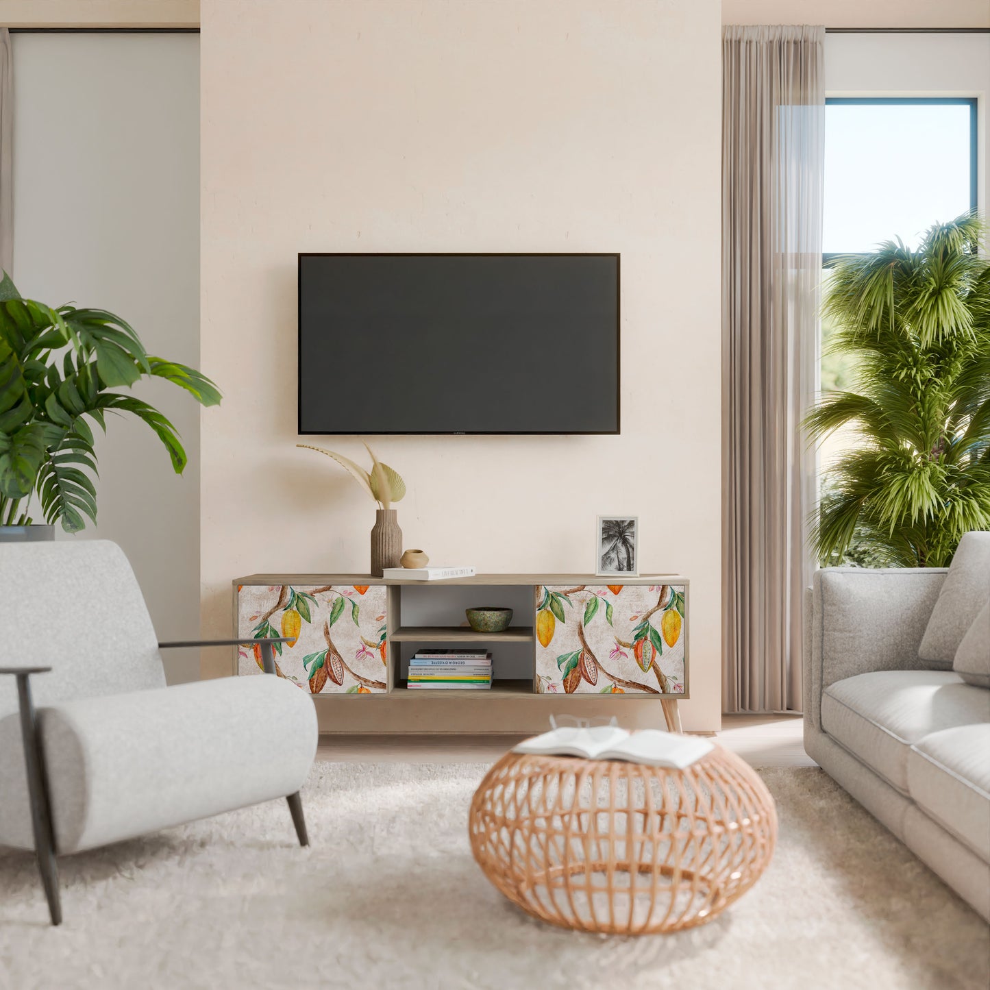 Mobile TV a 2 ante COCOA FRUITS in effetto rovere