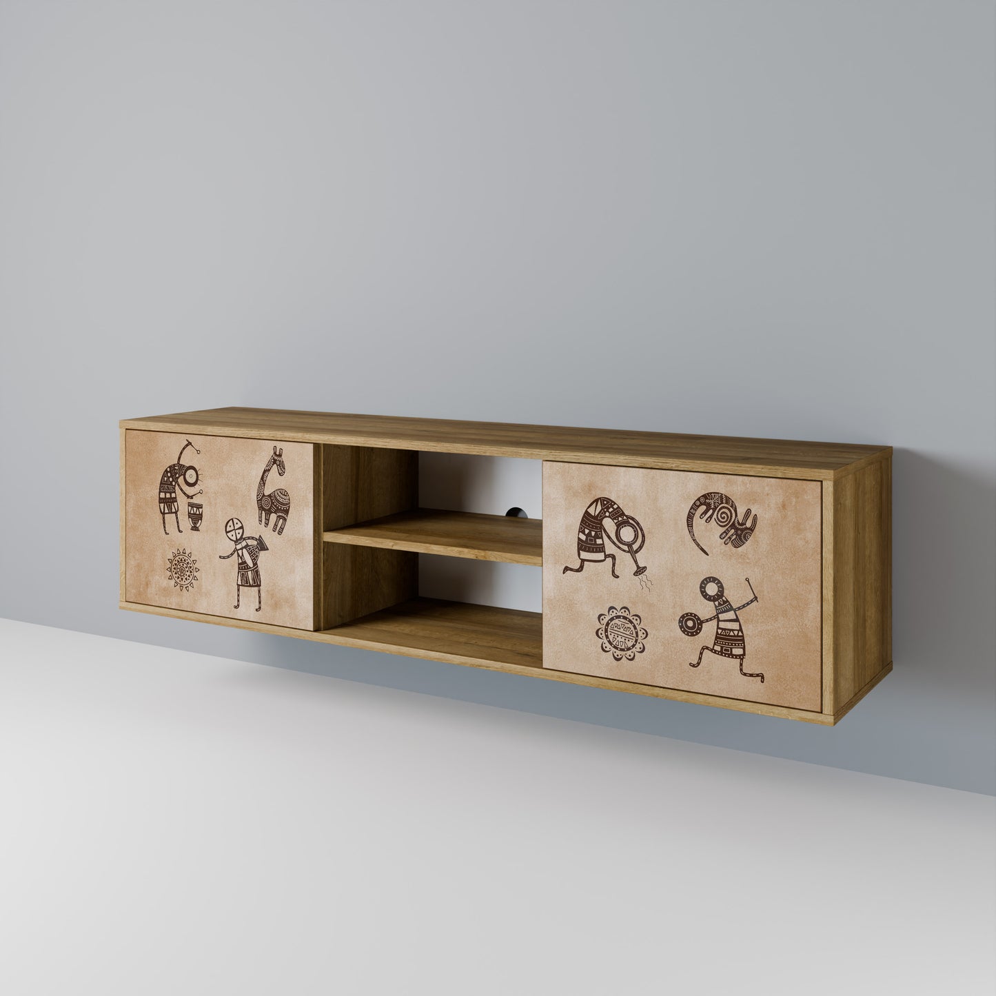 Mobile TV a 2 ante in stile africano effetto rovere