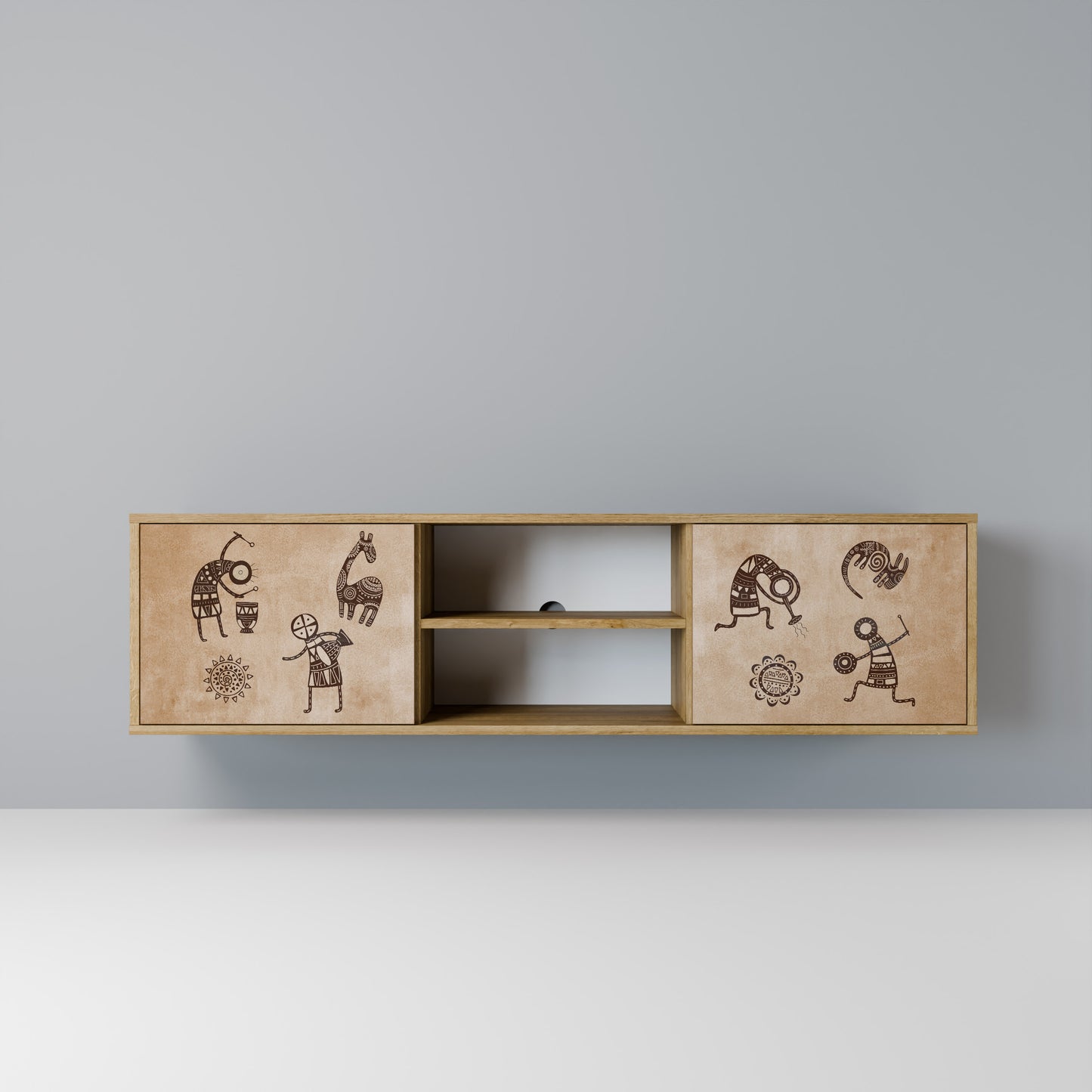 Mobile TV a 2 ante in stile africano effetto rovere