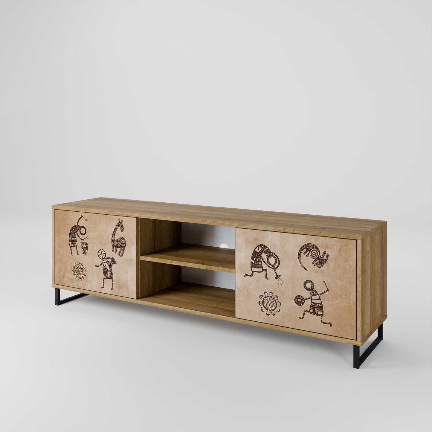 Mobile TV a 2 ante in stile africano effetto rovere