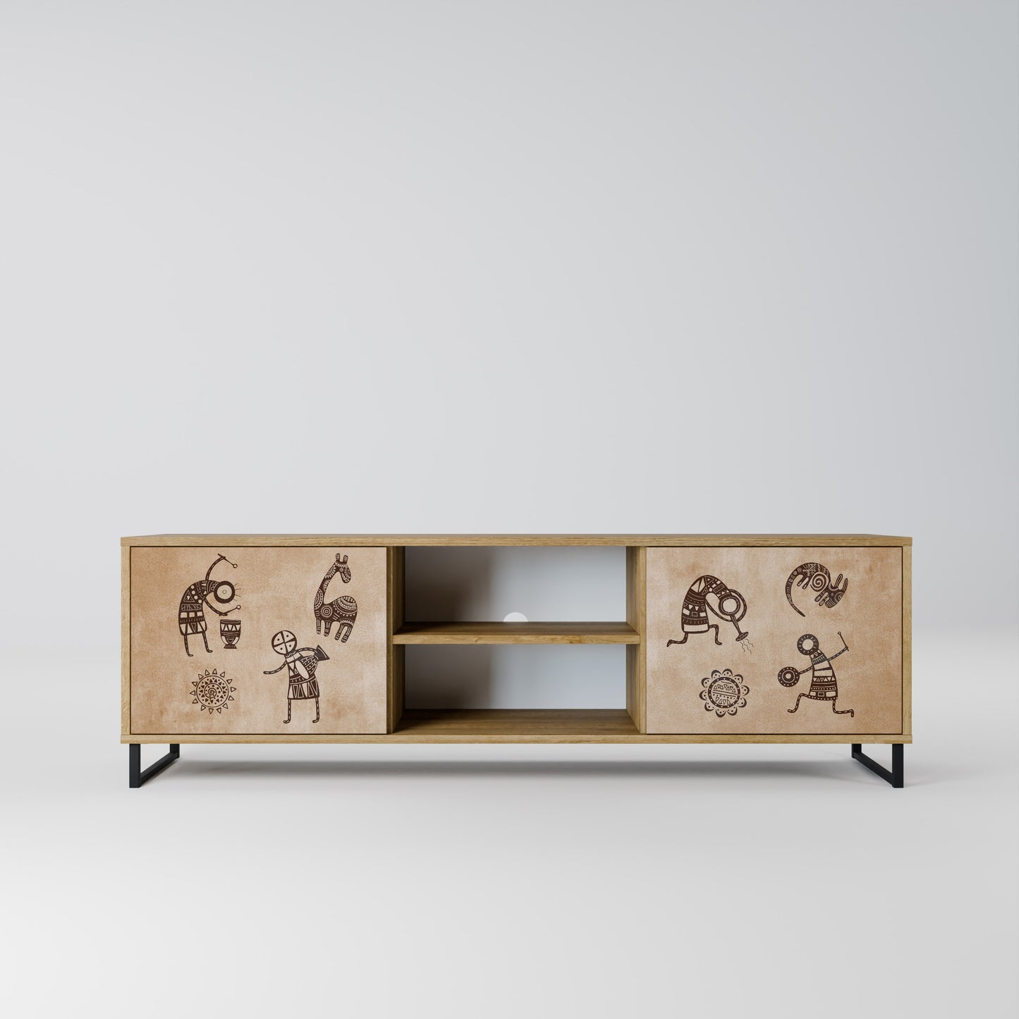 Mobile TV a 2 ante in stile africano effetto rovere