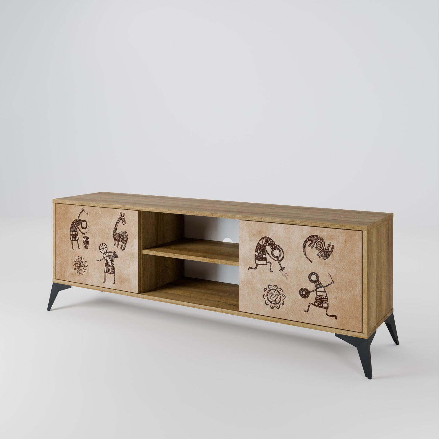 Mobile TV a 2 ante in stile africano effetto rovere