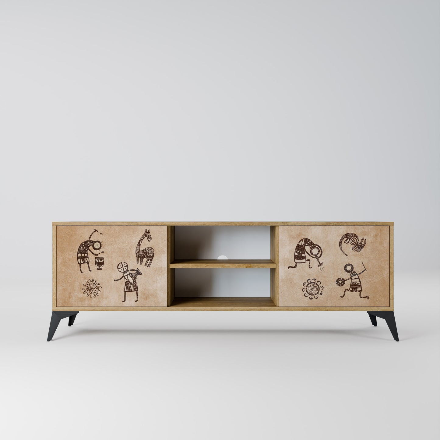 Mobile TV a 2 ante in stile africano effetto rovere