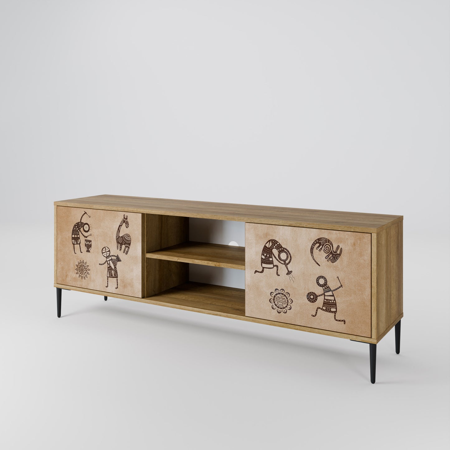 Mobile TV a 2 ante in stile africano effetto rovere
