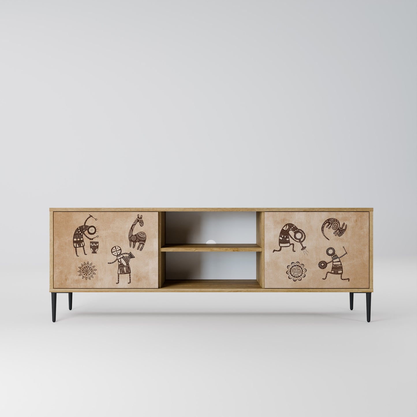 Mobile TV a 2 ante in stile africano effetto rovere