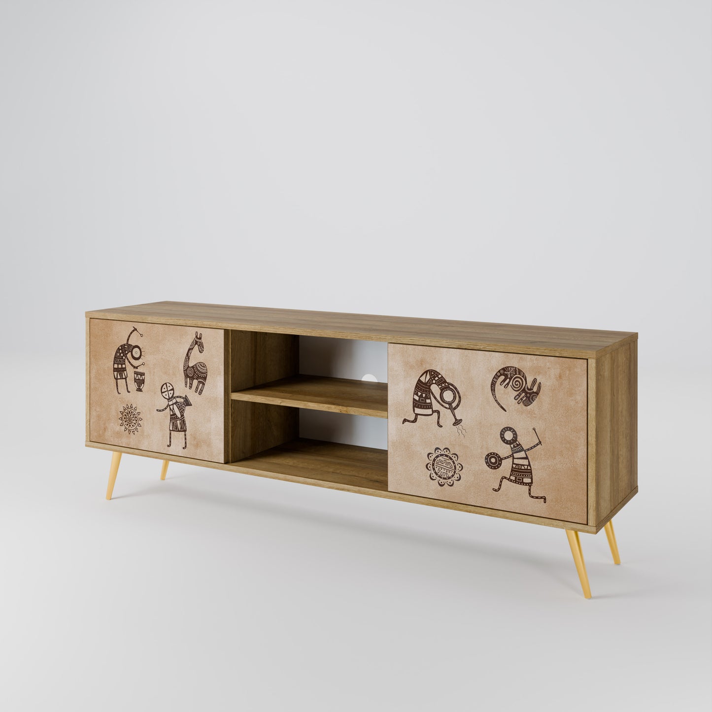 Mobile TV a 2 ante in stile africano effetto rovere