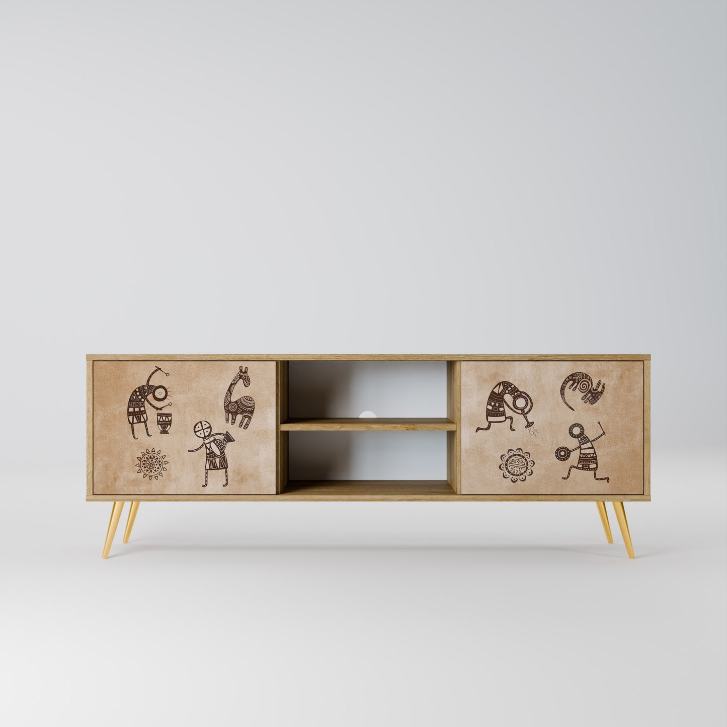 Mobile TV a 2 ante in stile africano effetto rovere